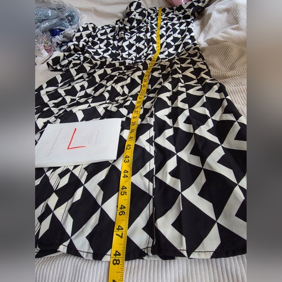 H&M Tie-belt shirt dress black & white Patternwd sz L bnwt - Picture 10 of 16